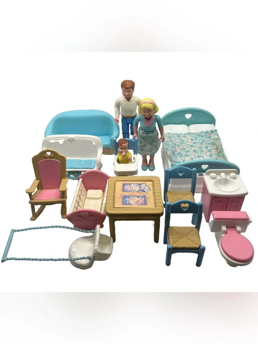 Vintage 1993 Complete 15 Pcs Accessories Lot Fisher-Price Dream Dollhouse #6364